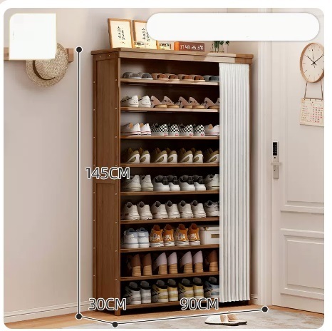 Hot recommended large-capacity dust-proof shoe cabinet (10 layers of pearl white gauze curtain 145*30*90CM)