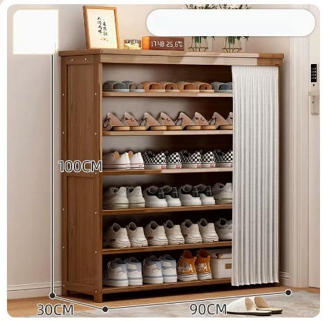 Hot recommended large-capacity dust-proof shoe cabinet (7 layers of pearl white gauze curtain 100*30*90CM)