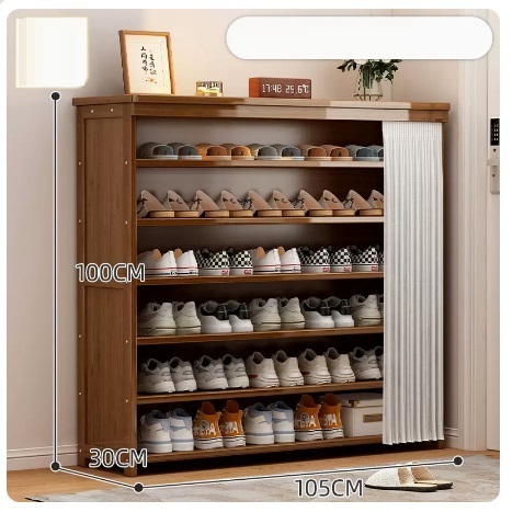 Hot recommended large-capacity dust-proof shoe cabinet (7 layers of pearl white gauze curtain 100*30*105CM)