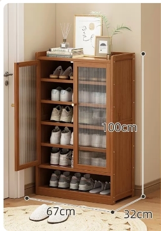 Hot recommended multifunctional shoe storage cabinet (double-door acrylic 7 layers-100*32*67CM)