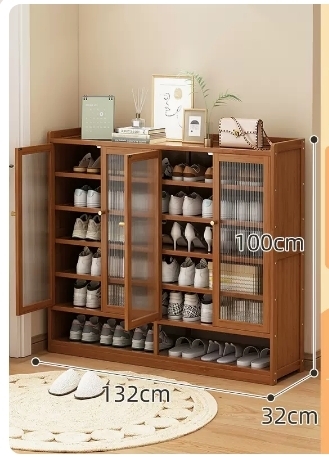 Hotly recommended multifunctional shoe storage cabinet (four doors, 7 layers of acrylic - 100*32*132CM)