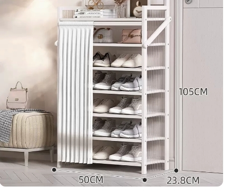Hot recommended folding simple multi-layer shoe rack (wavy board-Yuebai 7 layers 50*23.8*105CM)