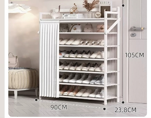 Hot recommended folding simple multi-layer shoe rack (wavy board-moon white 7 layers 90*23.8*105CM)