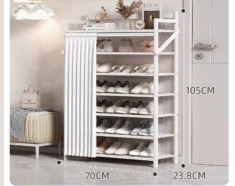 Hot recommended folding simple multi-layer shoe rack (wavy board-moon white 7 layers 70*23.8*105CM)