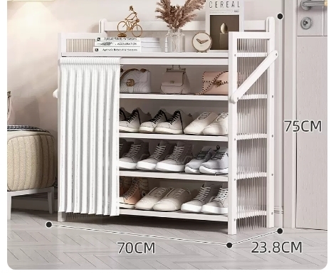 Hot recommendation folding simple multi-layer shoe rack (wavy board-moon white 5 layers 70*23.8*75CM)