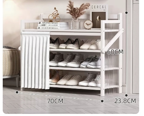 Hot recommended folding simple multi-layer shoe rack (wavy board-moon white 4 layers 50*23.8*60CM)
