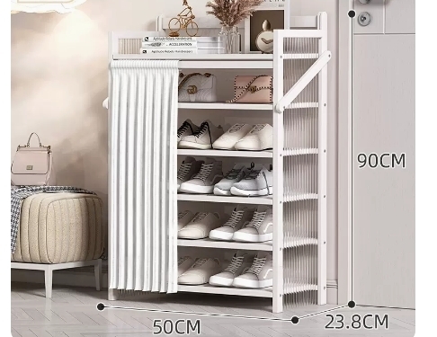 Hot recommended folding simple multi-layer shoe rack (wavy board-moon white 6 layers 50*23.8*90CM)
