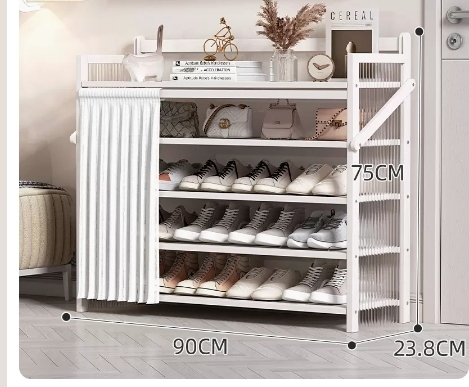 Hot recommended folding simple multi-layer shoe rack (wavy board-moon white 5 layers 90*23.8*75CM)