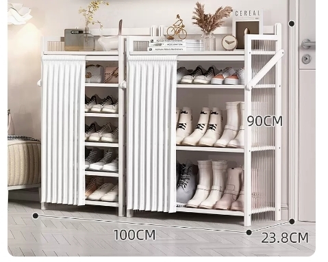 Hot recommended folding simple multi-layer shoe rack (wave board-moon white-boot rack combination 6 layers 100*23.8*90CM)