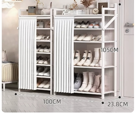 Hot recommended folding simple multi-layer shoe rack (wave board-moon white-boot rack combination 7 layers 100*23.8*105CM)