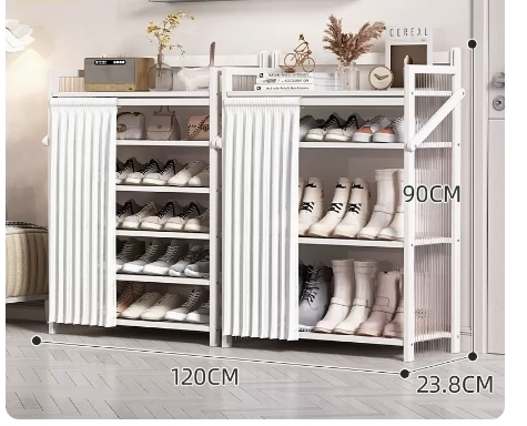 Hotly recommended folding simple multi-layer shoe rack (wave board-moon white-boot rack combination model 6 layers 120*23.8*90CM)