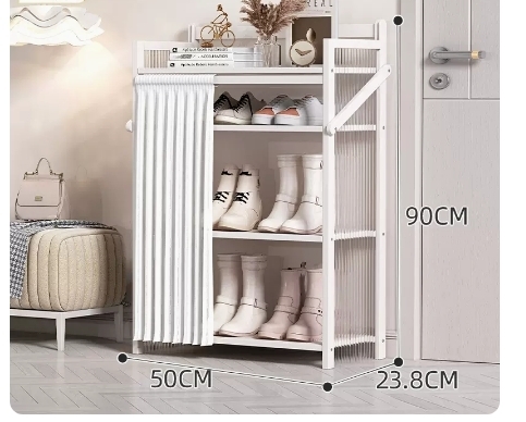 Hot recommendation folding simple multi-layer shoe rack (wavy board-moon white-heightened shoe rack model 5 layers 50*23.8*105CM)