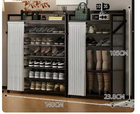 Hotly recommended folding simple multi-layer shoe rack (corrugated board-jet black-boot rack combination model 7 layers 140*23.8*105CM)