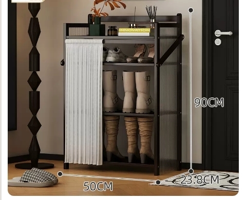 Hot recommendation folding simple multi-layer shoe rack (wavy board-jet black-boot rack model 4 layers 50*23.8*90CM)