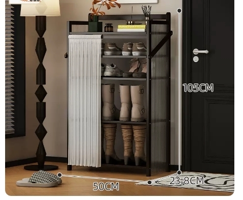 Hot recommendation folding simple multi-layer shoe rack (wavy board-jet black-heightened shoe rack model 5 layers 50*23.8*105CM)