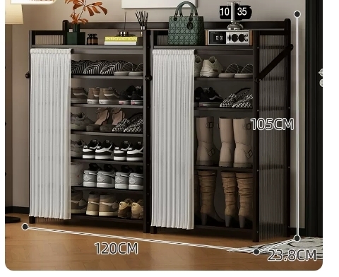 Hot recommended folding simple multi-layer shoe rack (corrugated board-jet black-boot rack combination model 7 layers 120*23.8*105CM)