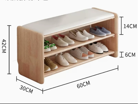 Hot recommendation: simple and comfortable small shoe rack (double-layered wood color-60CM)
