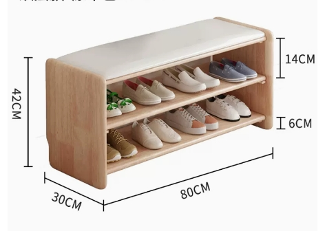 Hot recommendation: simple and comfortable small shoe rack (double-layered wood color-80CM)