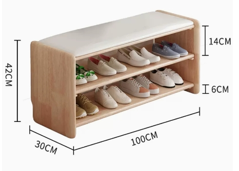 Hot recommendation: simple and comfortable small shoe rack (double-layered wood color-100CM)