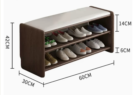 Hot recommendation: simple and comfortable small shoe rack (double layer walnut color-60CM)