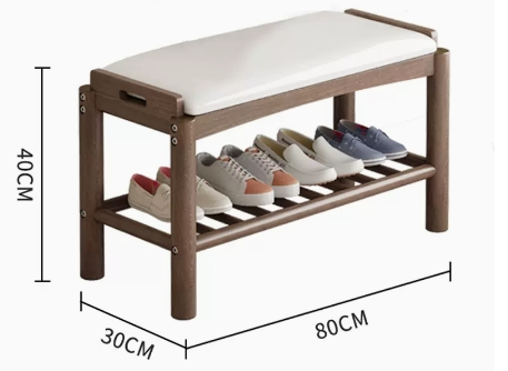 Hot recommendation: simple and comfortable small shoe rack (round stick style - walnut color - 80CM)