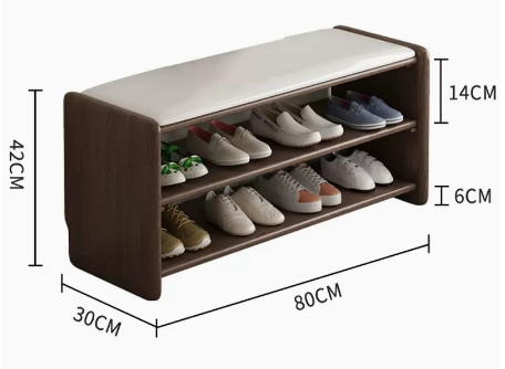 Hot recommendation: simple and comfortable small shoe rack (double layer walnut color-80CM)