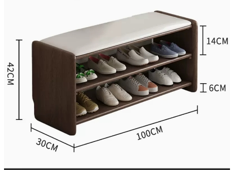 Hot recommendation: simple and comfortable small shoe rack (double layer walnut color-100CM)