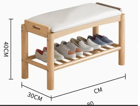 Hot recommendation: simple and comfortable small shoe rack (round rod style - wood color - 80CM)