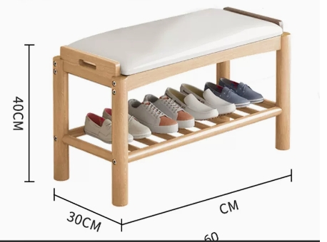 Hot recommendation: simple and comfortable small shoe rack (round rod style - wood color - 60CM)