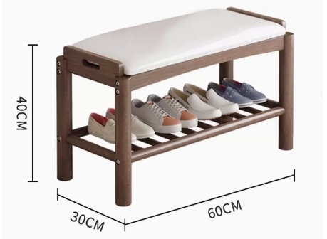 Hot recommendation: simple and comfortable small shoe rack (round stick style - walnut color - 60CM)