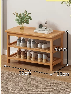 Hot recommendation: simple and comfortable small shoe rack (three layers - wood color - 75CM)