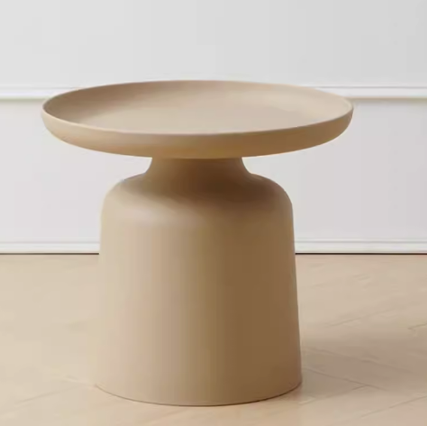 熱推簡約小巧圓形塑料茶几(駝色/小號)(尺寸:50*45*33CM)