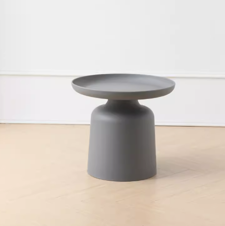 熱推簡約小巧圓形塑料茶几(素灰色/小號)(尺寸:50*45*33CM)