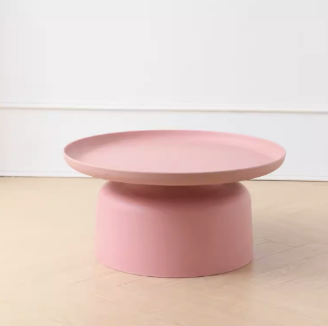 熱推簡約小巧圓形塑料茶几(粉色/大號)(尺寸:60*36*70CM)