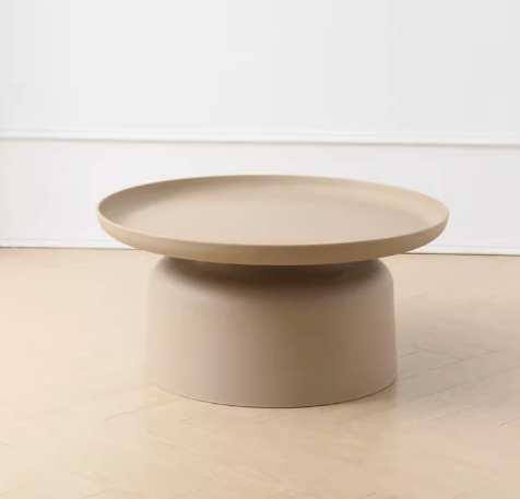 熱推簡約小巧圓形塑料茶几(駝色/大號)(尺寸:60*36*70CM)