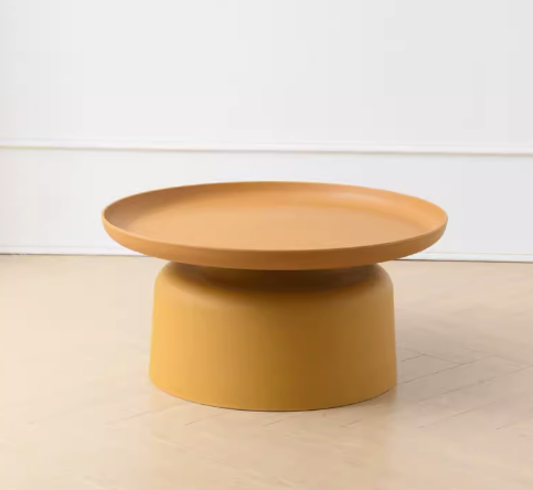 熱推簡約小巧圓形塑料茶几(薑黃色/大號)(尺寸:60*36*70CM)