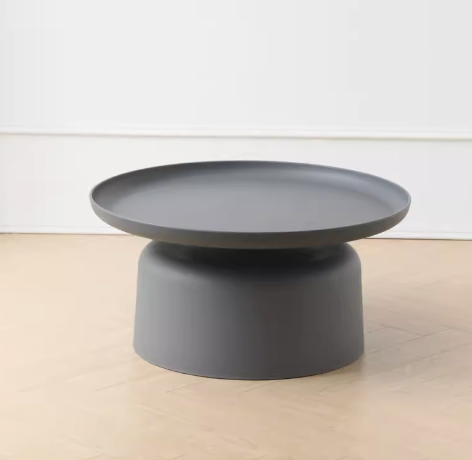 熱推簡約小巧圓形塑料茶几(素灰色/大號)(尺寸:60*36*70CM)