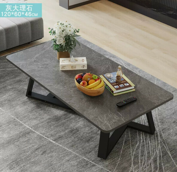 熱推長方形簡易茶幾（大理石紋-灰色）【尺寸：長120*寬50*高46cm】