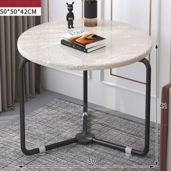 熱推簡約彎管腿茶幾(水沙黃色+黑色腿)【尺寸：長50*寬50*高42cm】