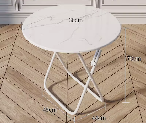 Hotly recommended foldable table simple wooden round table (white marble) (size: height 70CM, width 60CM)