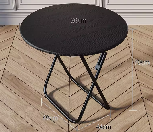 Hotly recommended foldable table simple wooden round table (black wood grain) (size: height 70CM, width 60CM)