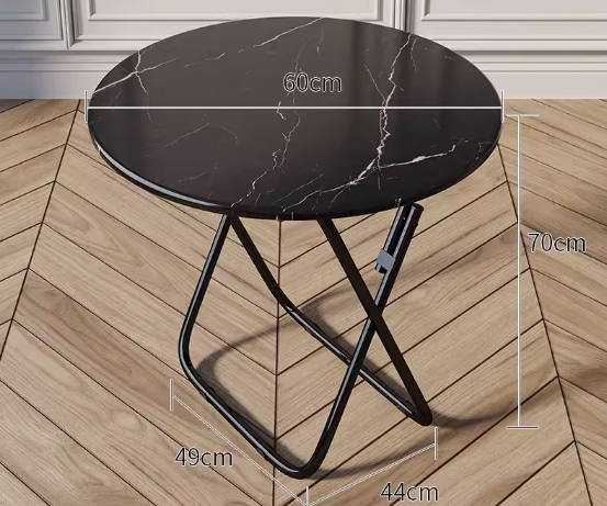Hot recommended foldable table simple wooden round table (black marble) (size: height 70CM, width 60CM)