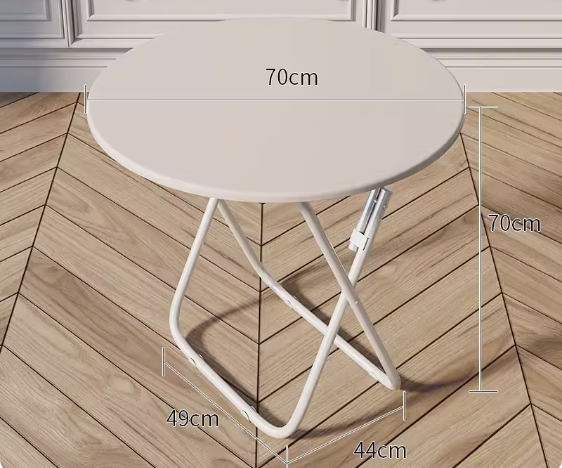 Popular foldable table simple wooden round table (pure white) (size: height 70CM, width 70CM)