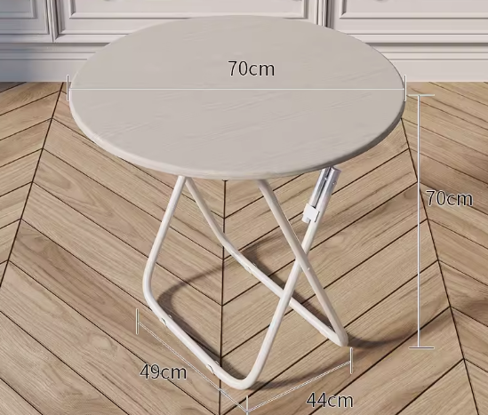 Popular foldable table simple wooden round table (white oak) (size: height 70CM, width 70CM)