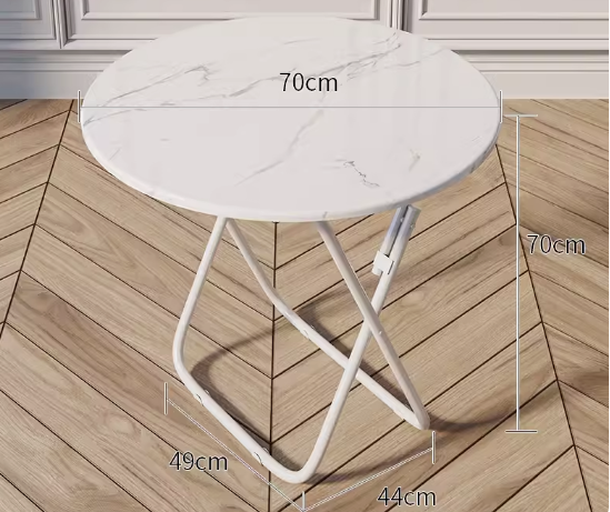 Popular foldable table simple wooden round table (white marble) (size: height 70CM, width 70CM)