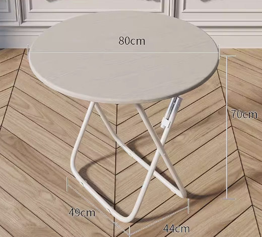 Popular foldable table simple wooden round table (white oak) (size: height 70CM, width 80CM)