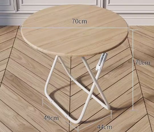 Popular foldable table simple wooden round table (wood color) (size: height 70CM, width 70CM)