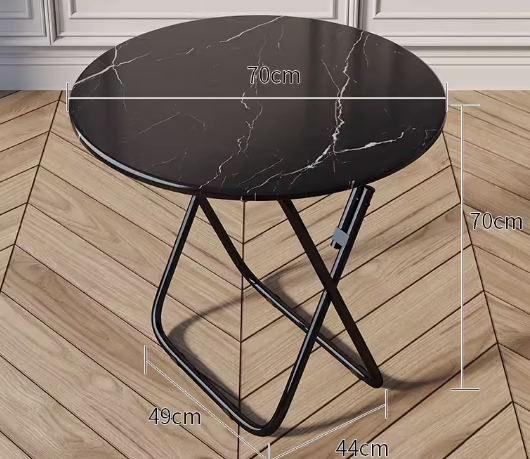 Popular foldable table simple wooden round table (black marble) (size: height 70CM, width 70CM)