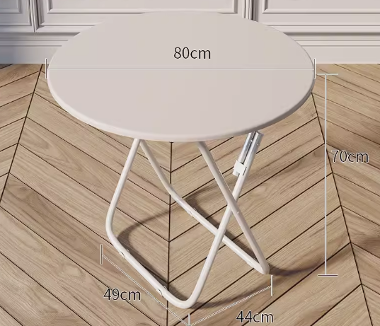 Popular foldable table simple wooden round table (pure white) (size: height 70CM, width 80CM)