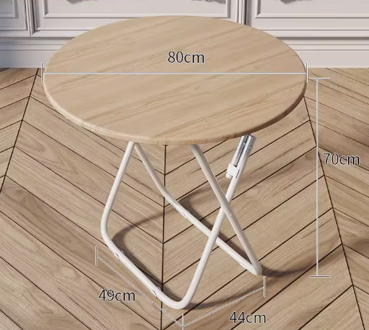 Popular foldable table simple wooden round table (wood color) (size: height 70CM, width 80CM)
